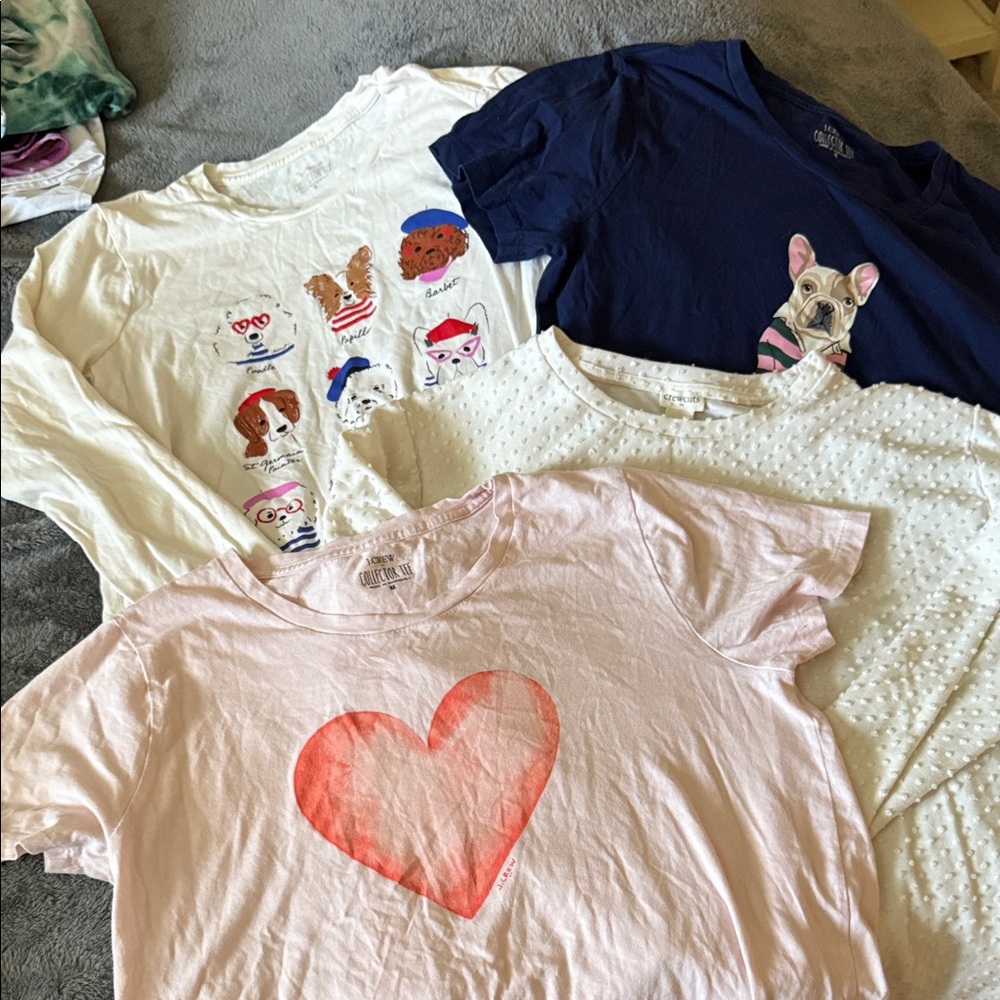 J. Crew Kids Long Sleeve Tees - White, Navy, Pink